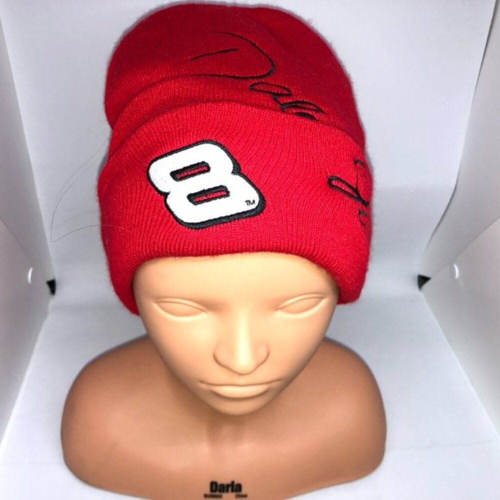 Dale Jr. 8‎ Red Knit Watch Cap Racing Sporty